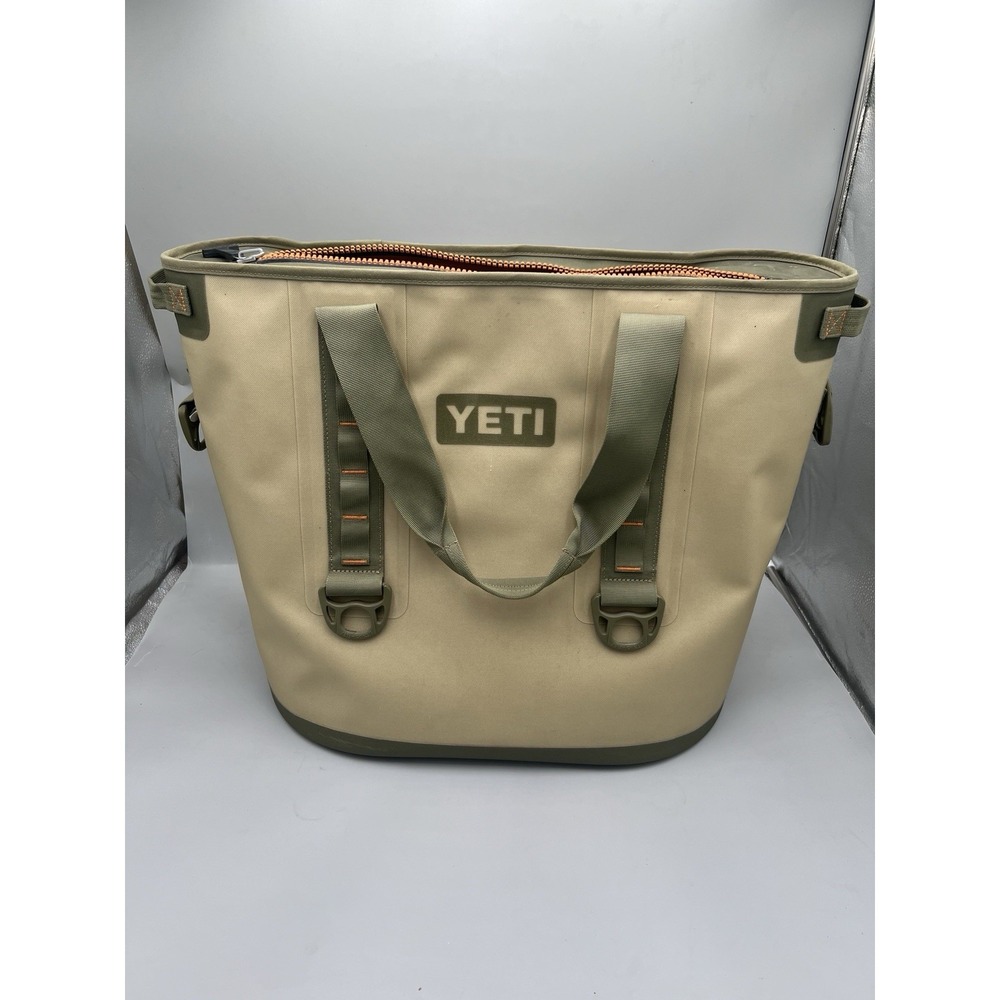 Yeti Hopper 40  Field Tan/Olive Green with Orange Blaze Interior Soft Cooler # - Picture 3 of 9